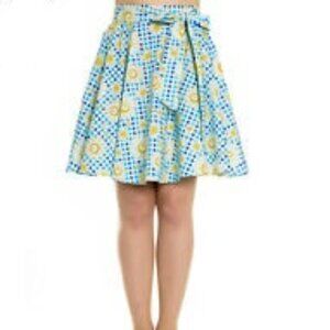 Large New Hell Bunny Gingham Daisy Print Full Circle Skirt *Pockets!*